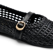 Braided Strap Ballet Flats - Black