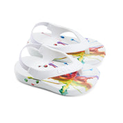 Toddler Stay-On Striped Beach Flip-Flops - White