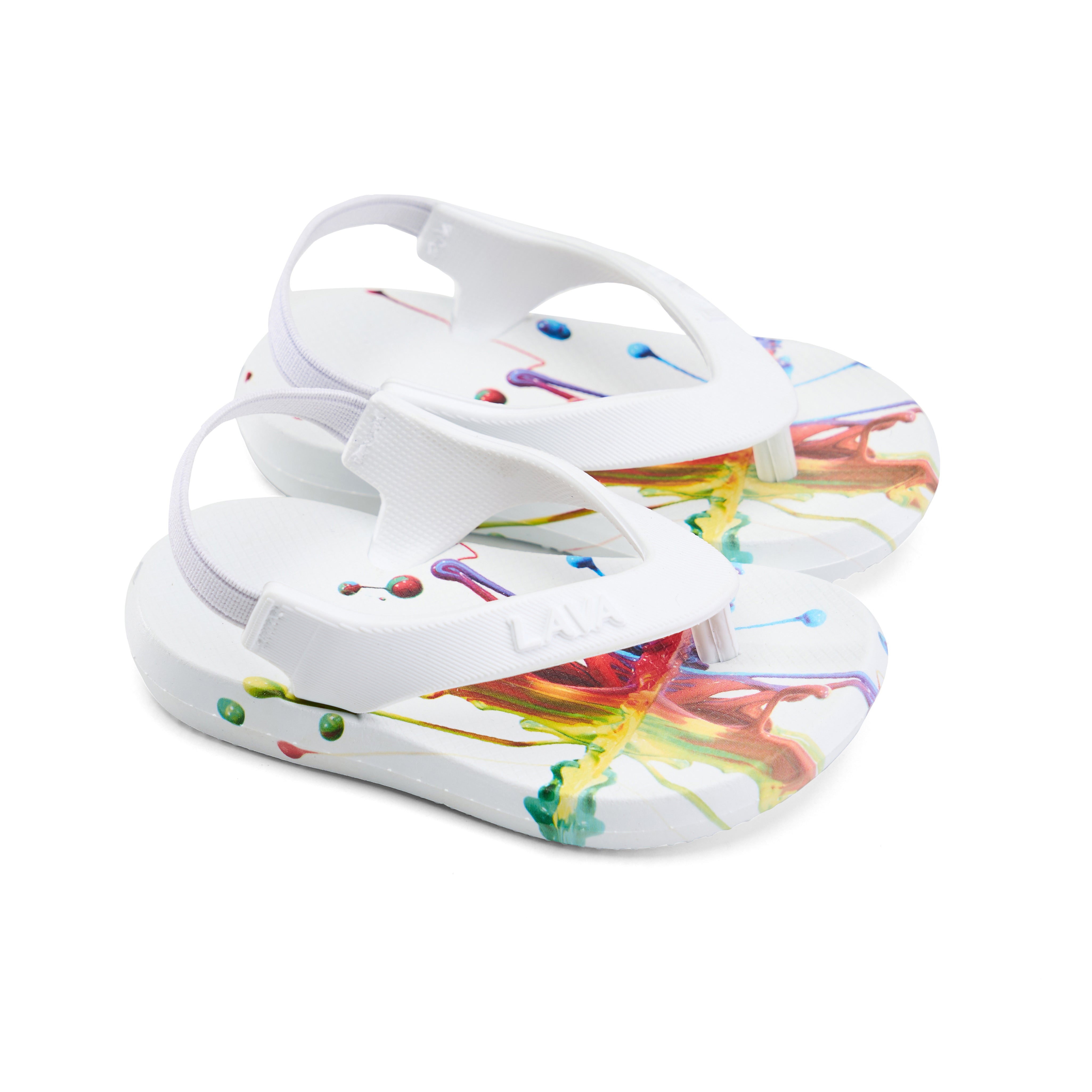 Toddler Stay-On Striped Beach Flip-Flops - White