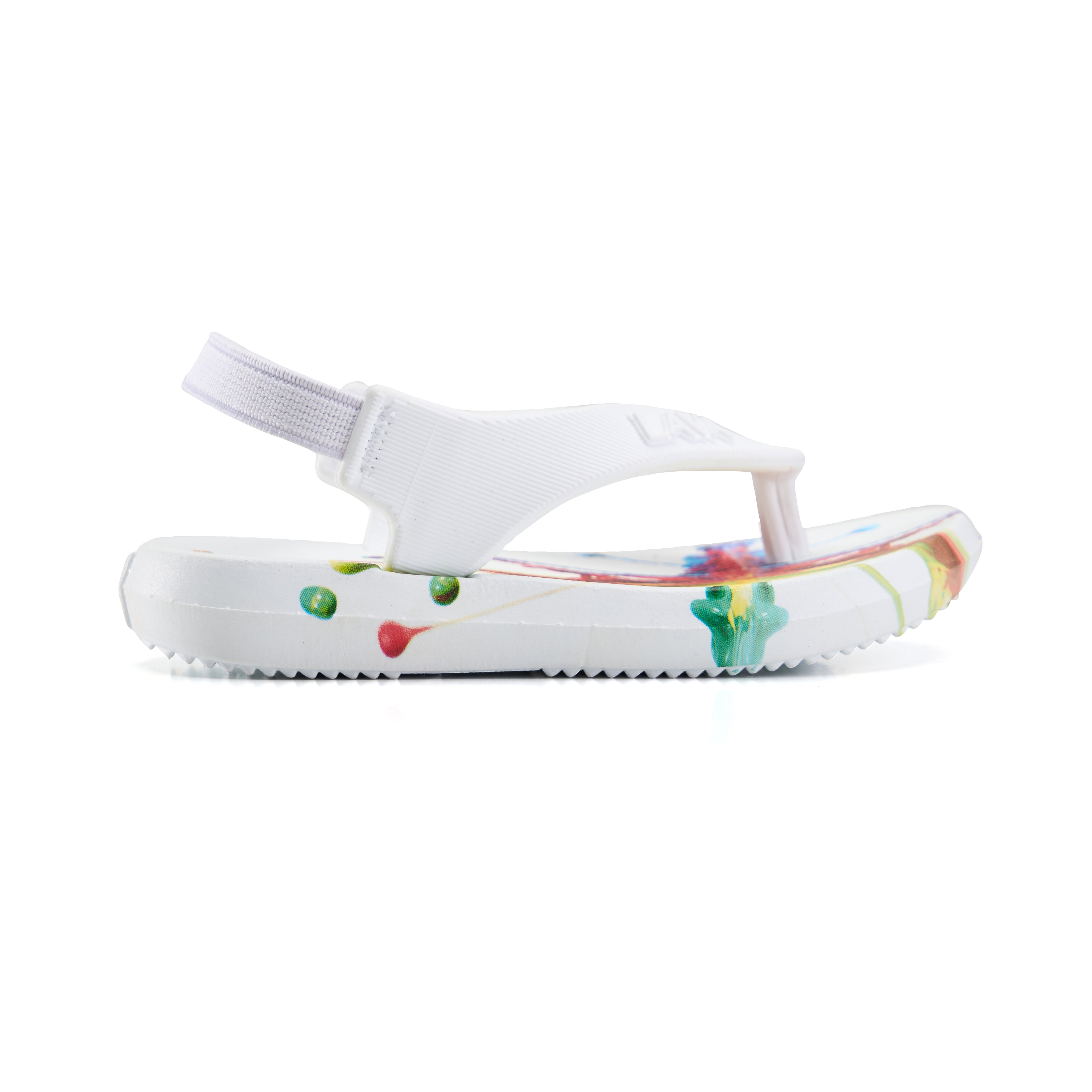 Toddler Stay-On Striped Beach Flip-Flops - White