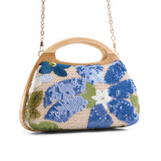 Boho-Luxe Embroidered Evening Bag - Blue