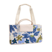 Handcrafted Floral Beadwork Handbag - Blue