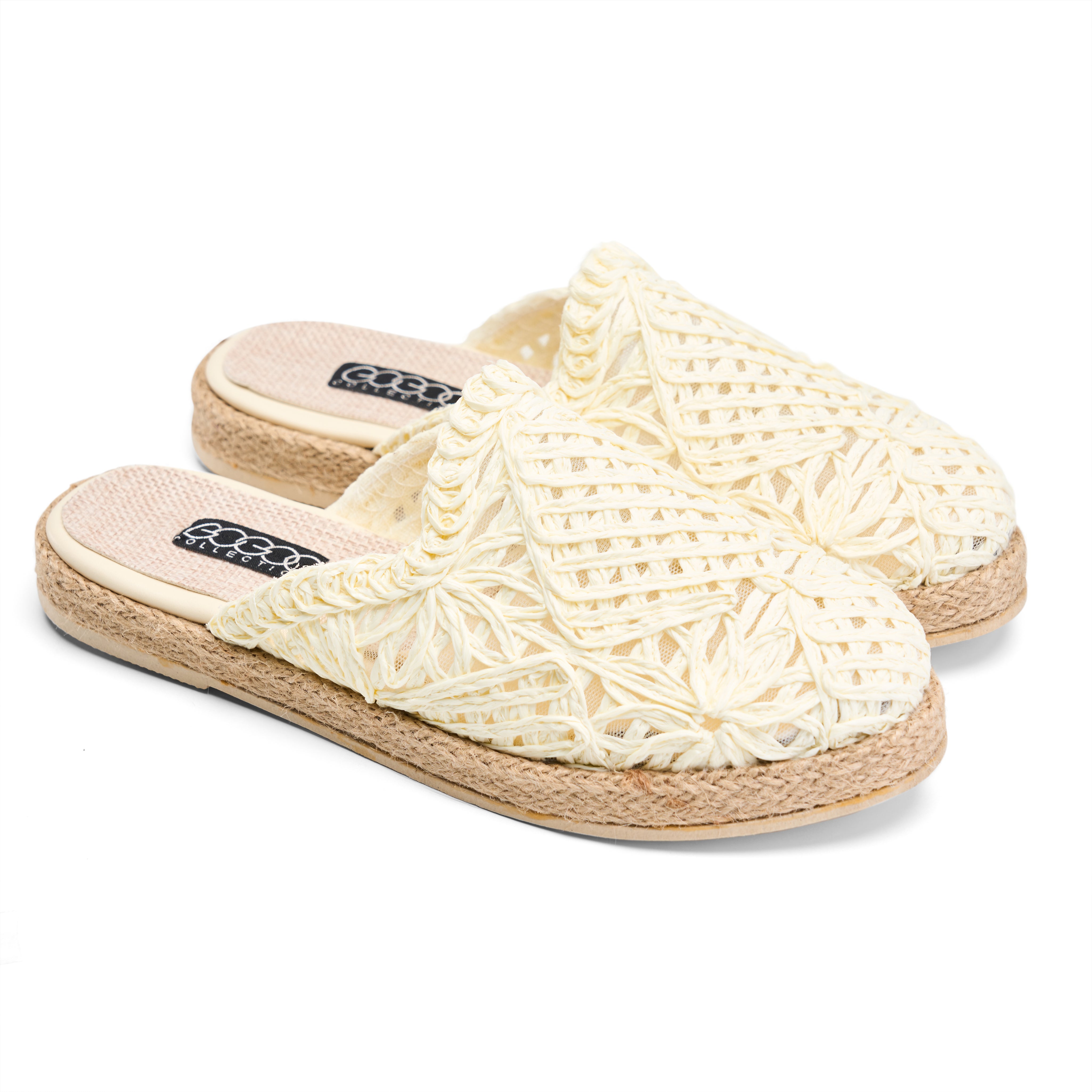 Woven Espadrille Mules- Off-White
