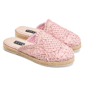 Woven Espadrille Mules - Pink