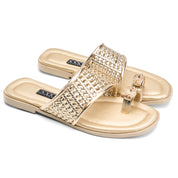 Woven Toe-Ring Slides - Gold