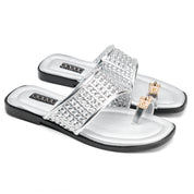 Woven Toe-Ring Slides - Silver