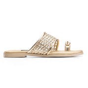 Woven Toe-Ring Slides - Gold