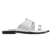 Woven Toe-Ring Slides - Silver