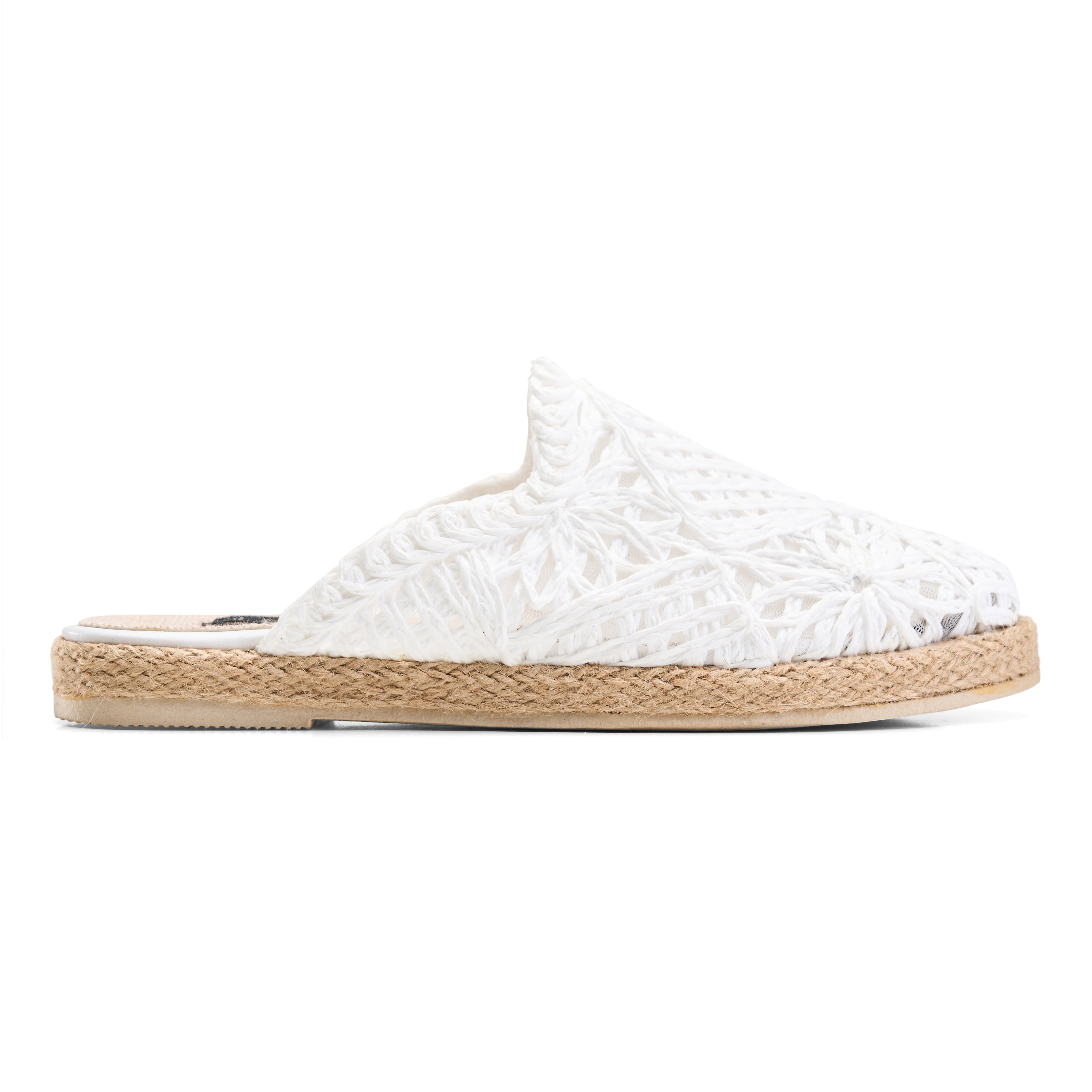 Woven Espadrille Mules - White