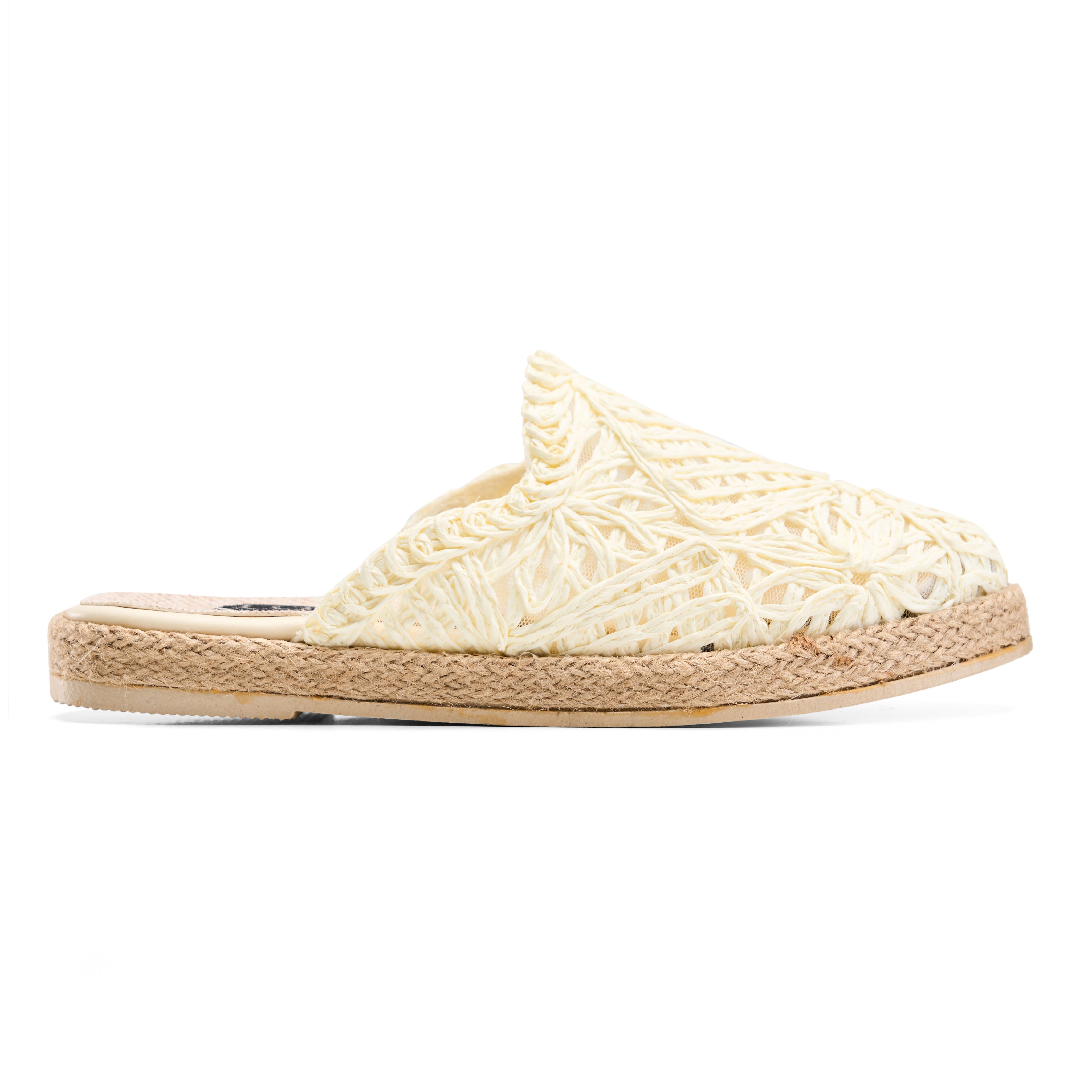 Woven Espadrille Mules- Off-White