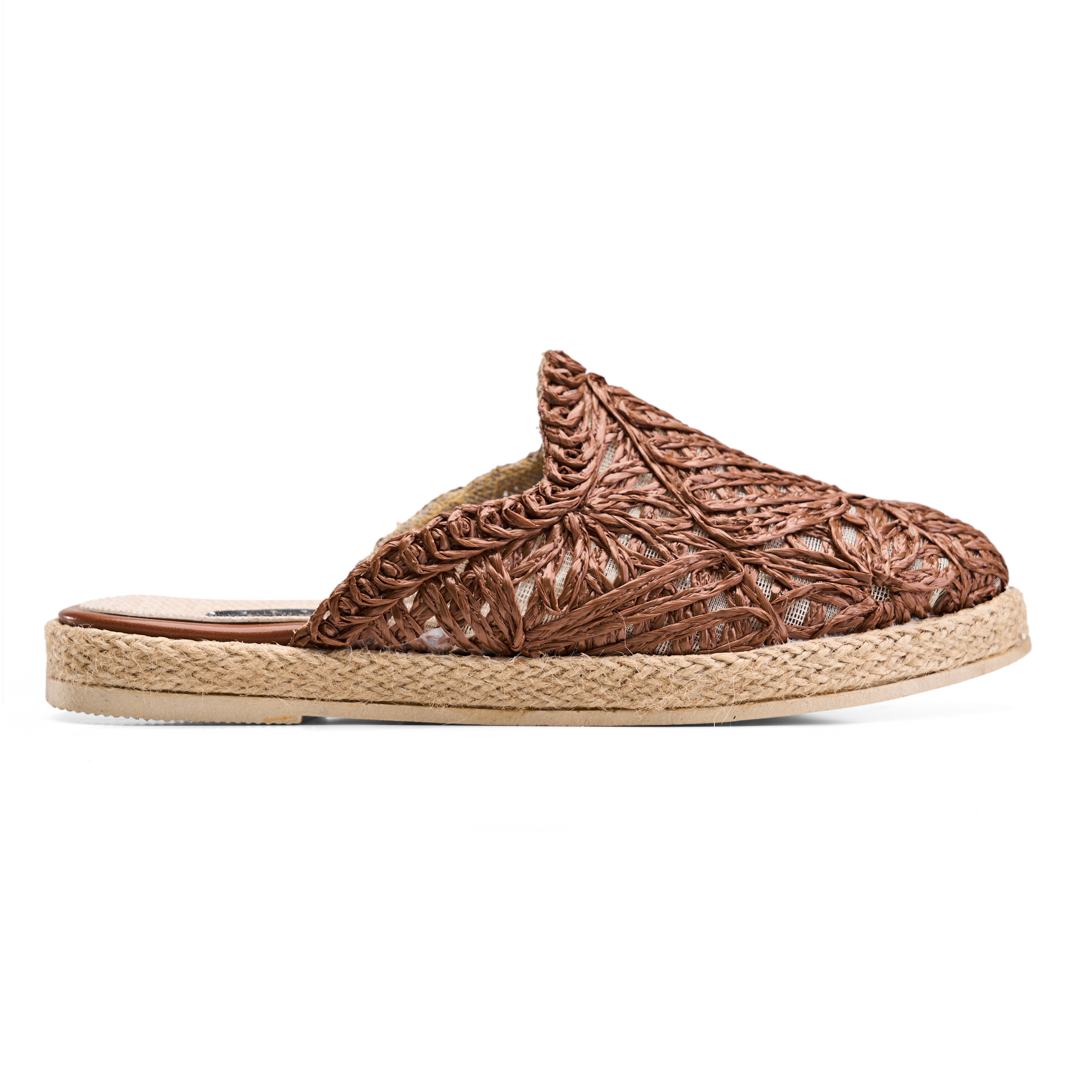 Woven Espadrille Mules - Brown