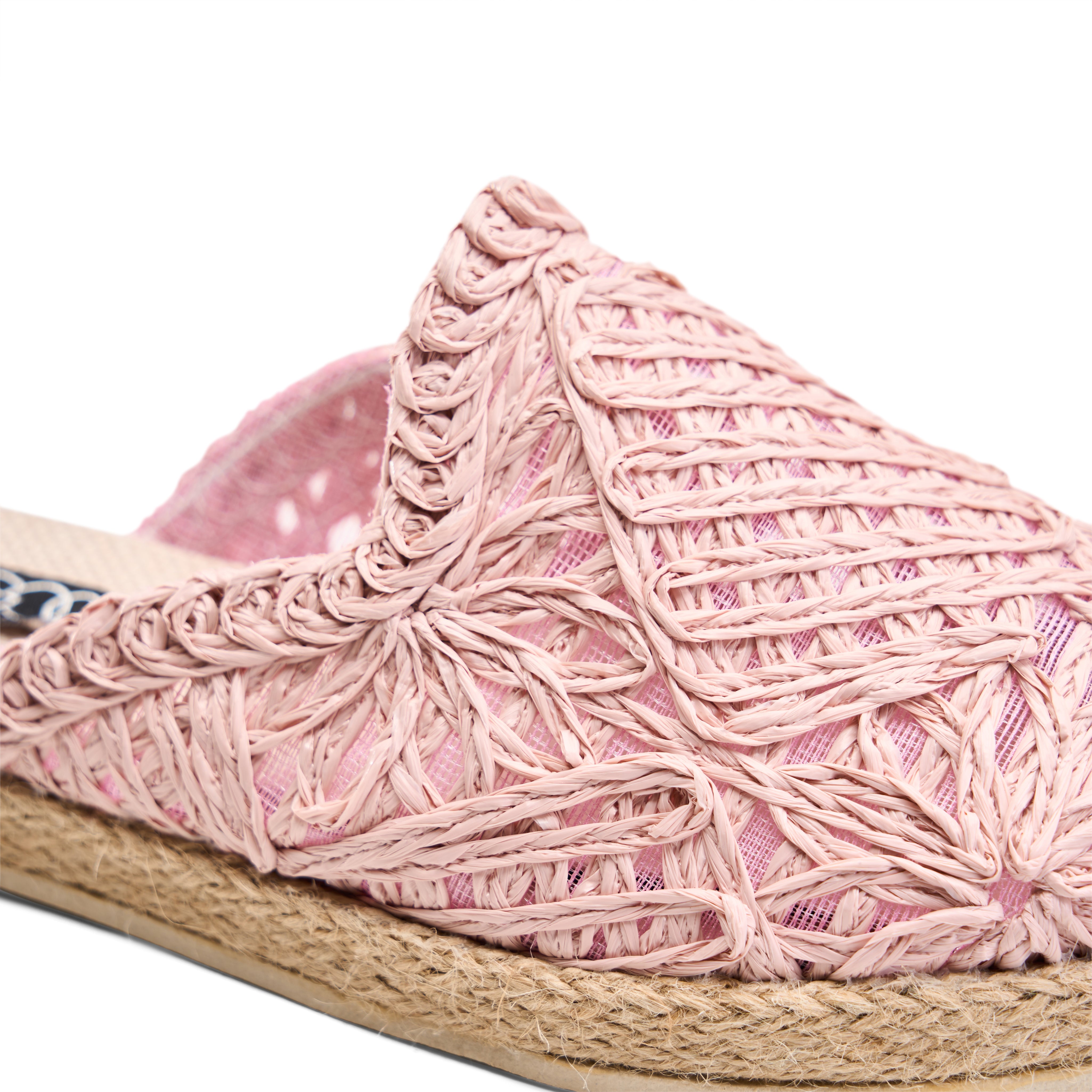 Woven Espadrille Mules - Pink