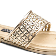 Woven Toe-Ring Slides - Gold