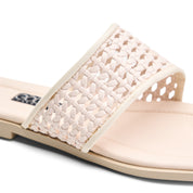 Woven Toe-Ring Slides - Beige