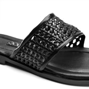 Woven Toe-Ring Slides - Black