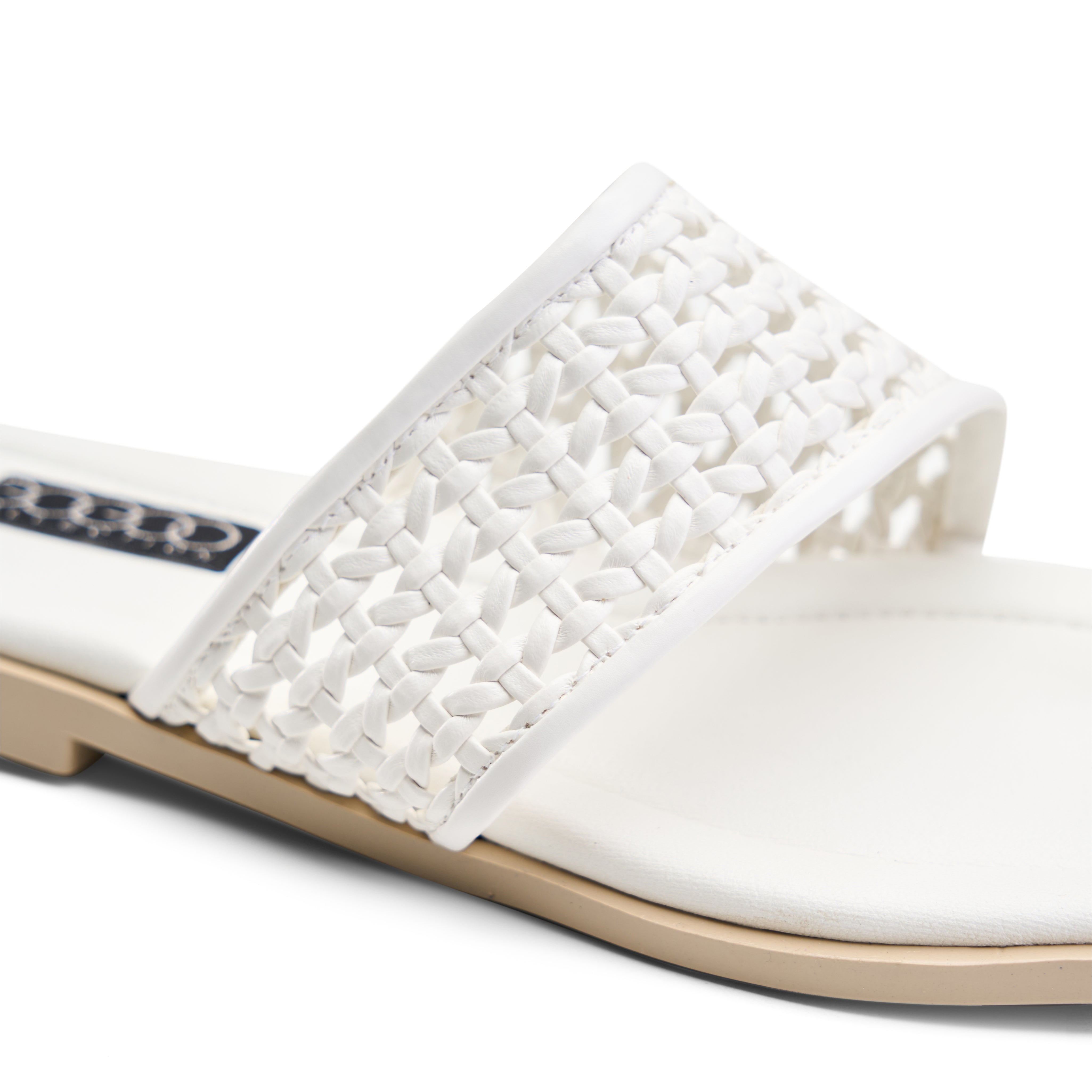 Woven Toe-Ring Slides - White