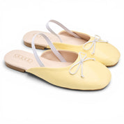 Minimalist Bow-Accent Flat Mules - Yellow