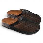 Mesh Overlay Comfort Mules - Black