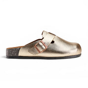 Metallic Pebble-Grain Clogs - Gold