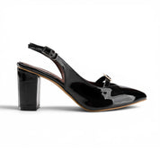 Elegant Block Heel Slingbacks - Black