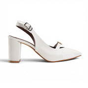 Elegant Block Heel Slingbacks - White