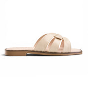 Strappy Minimalist Flat Mules - Beige