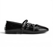 Multi-Strap Mary Jane Flats - Black