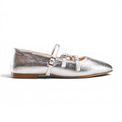 Multi-Strap Mary Jane Flats - Silver