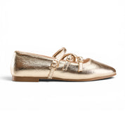 Multi-Strap Mary Jane Flats - Gold