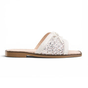 Glamour Bow Detail Flat Mules - White