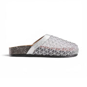 Mesh Overlay Comfort Mules - Silver