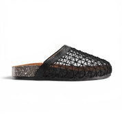 Mesh Overlay Comfort Mules - Black