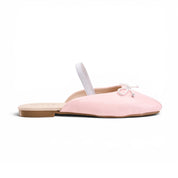Minimalist Bow-Accent Flat Mules - Pink