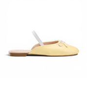 Minimalist Bow-Accent Flat Mules - Yellow