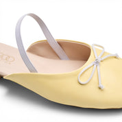 Minimalist Bow-Accent Flat Mules - Yellow