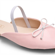Minimalist Bow-Accent Flat Mules - Pink