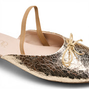 Cracked Metallic Ballerina Mules - Gold