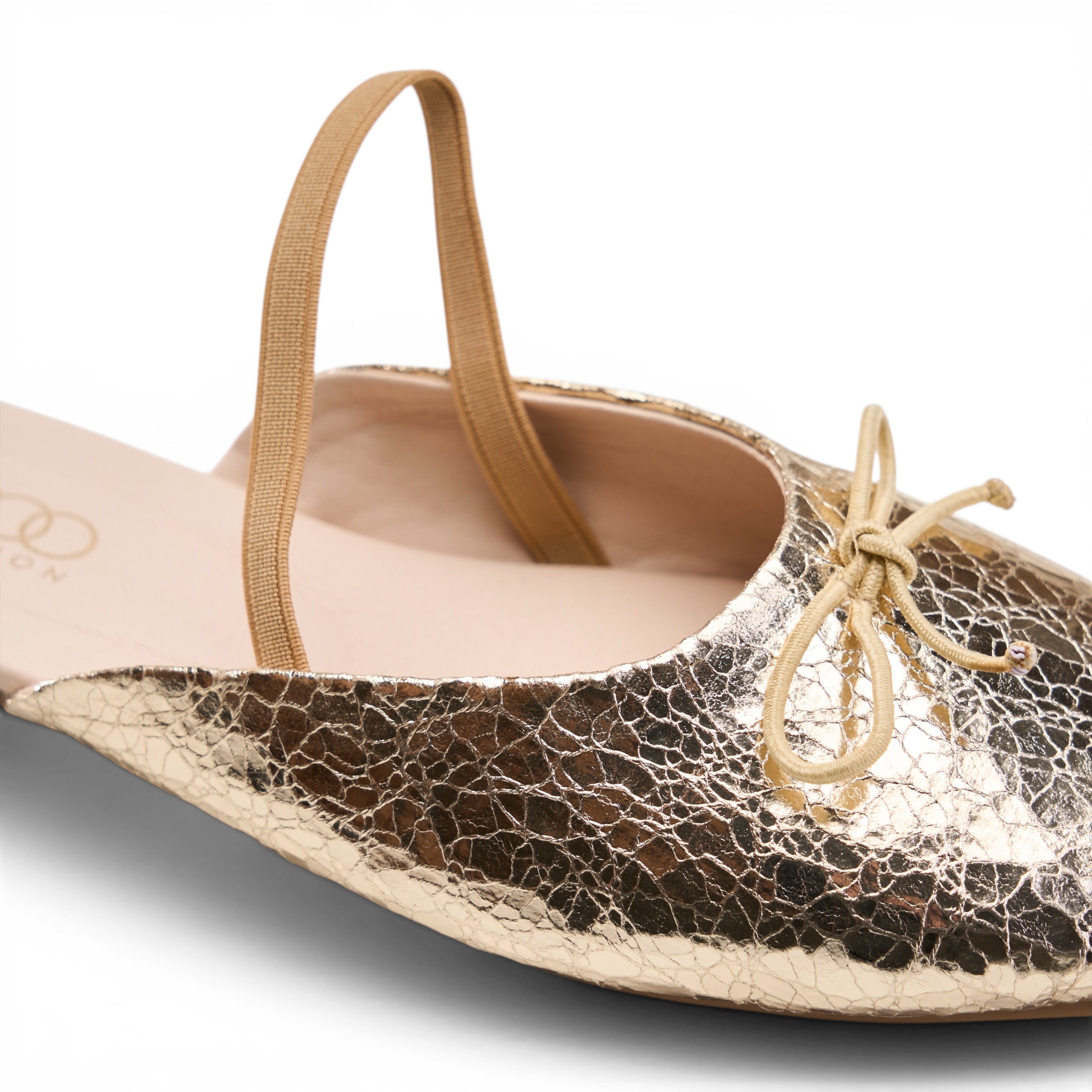 Cracked Metallic Ballerina Mules - Gold