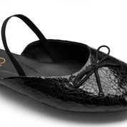 Cracked Metallic Ballerina Mules - Black