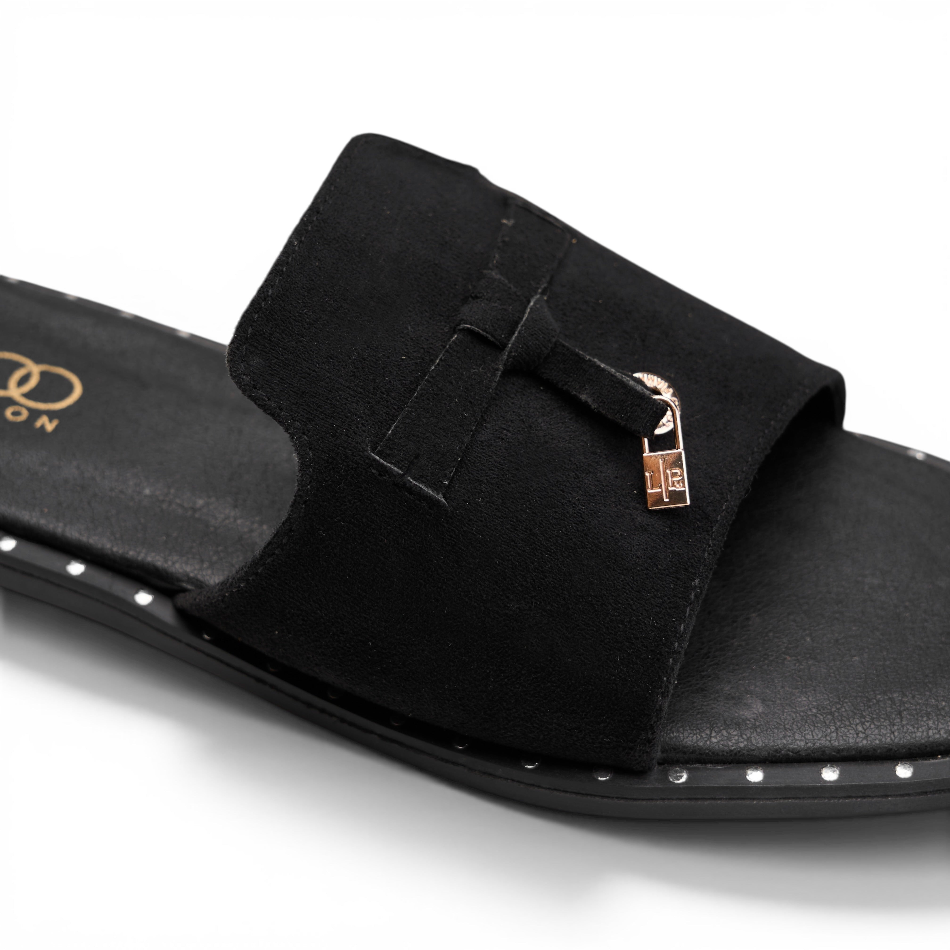 Chic Suede Flat Mules - Black