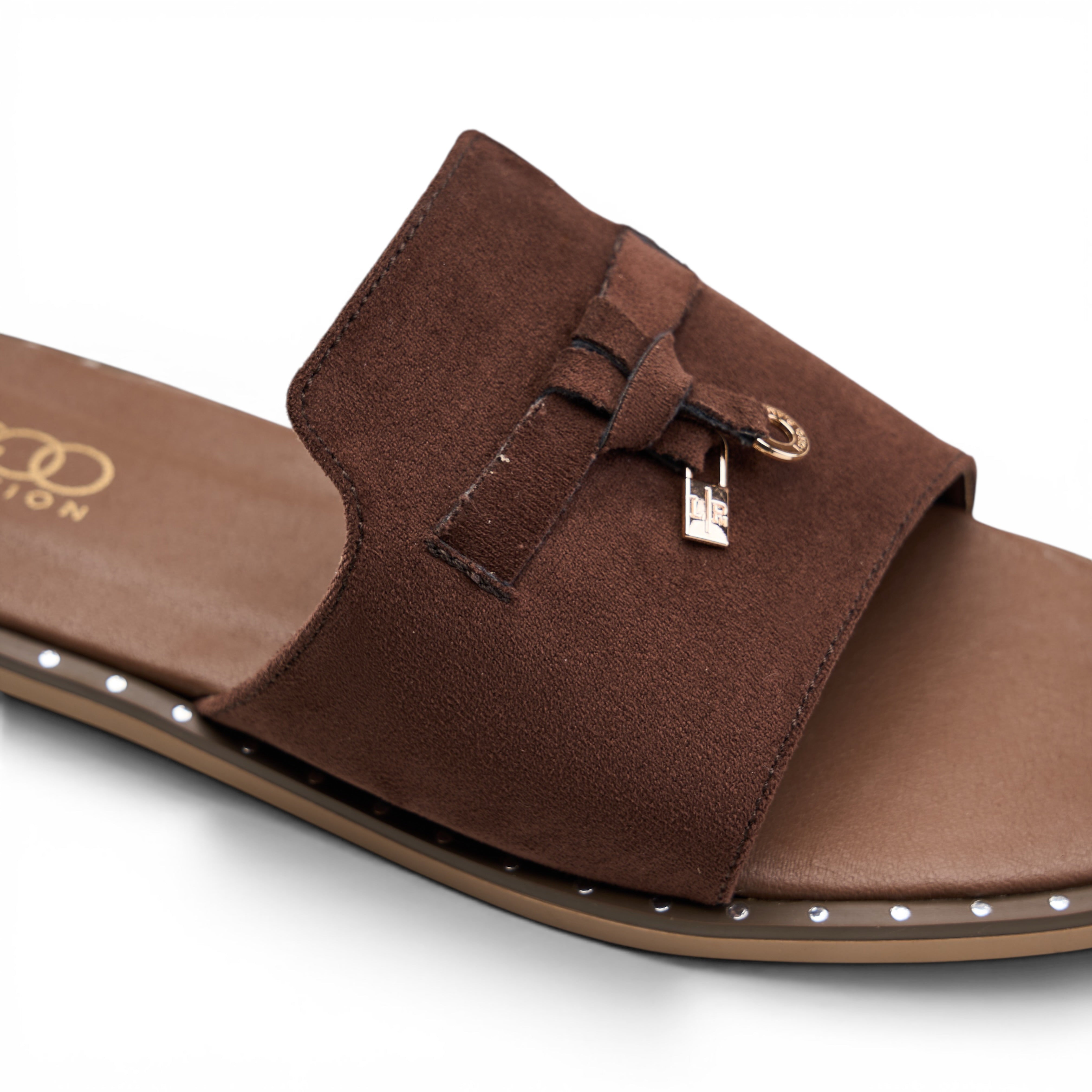 Chic Suede Flat Mules - Brown