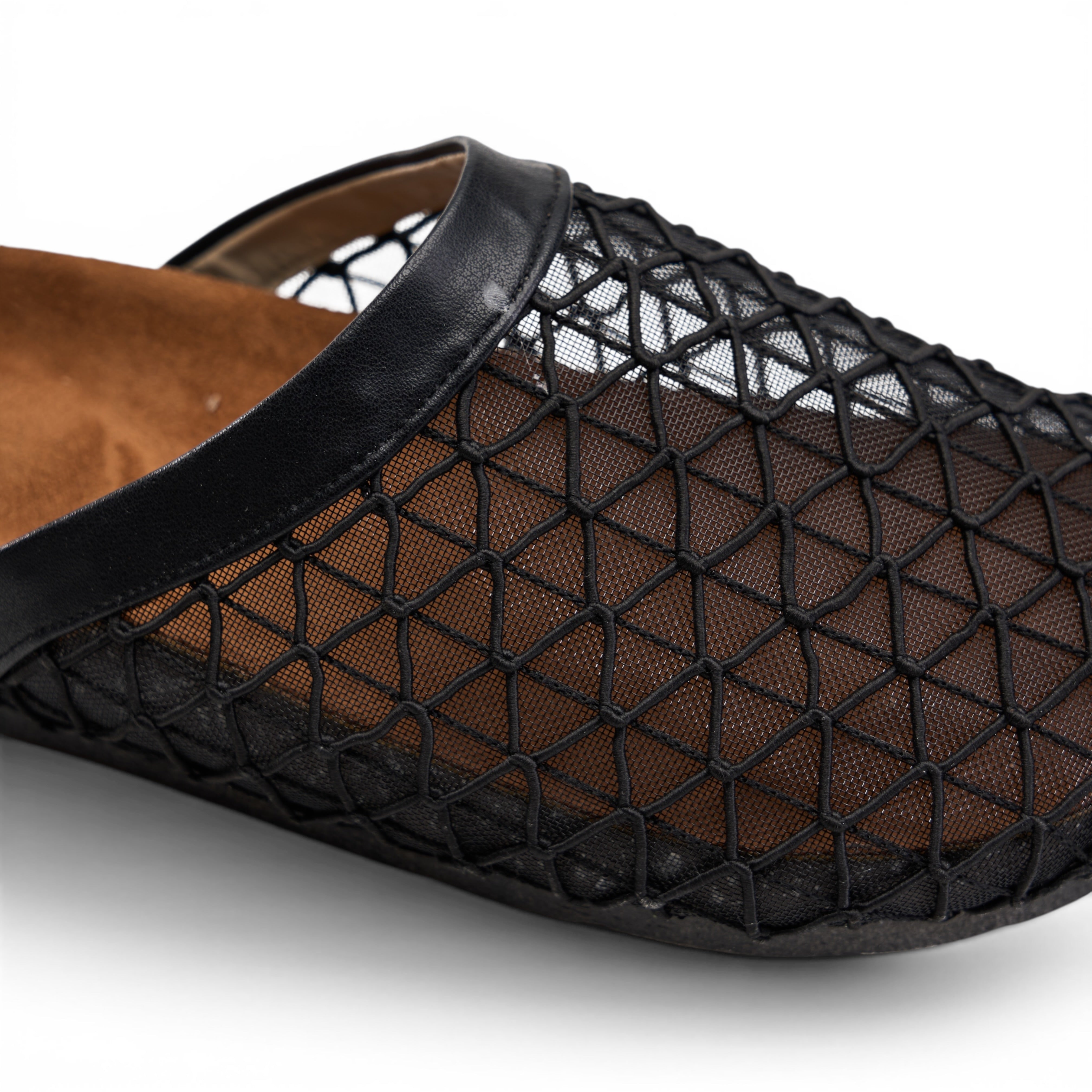 Mesh Overlay Comfort Mules - Black