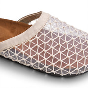 Mesh Overlay Comfort Mules - Beige