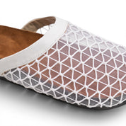Mesh Overlay Comfort Mules - White