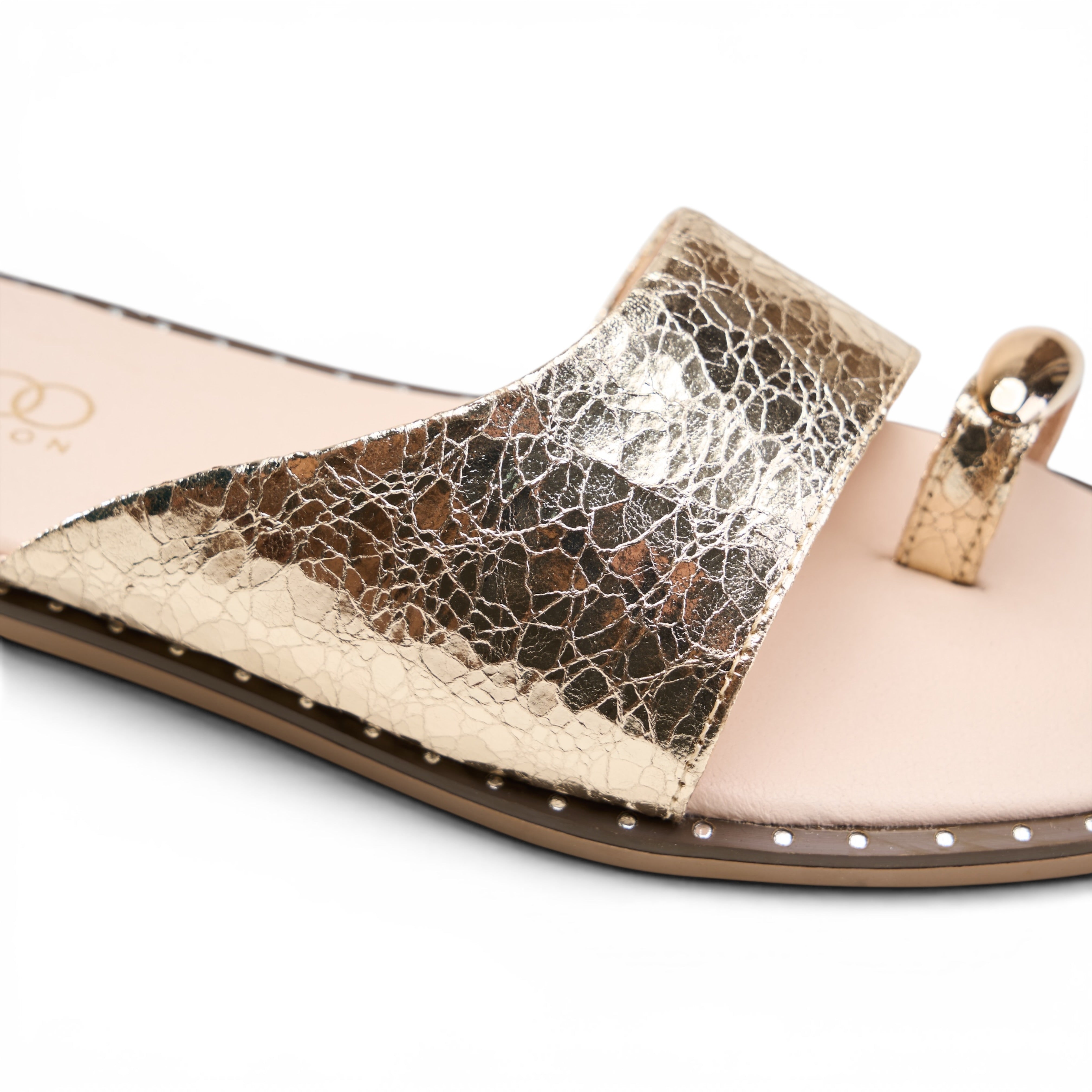 Chic Suede Toe-Ring Flat Mules - Gold