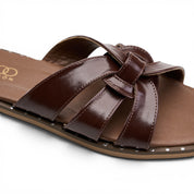 Strappy Minimalist Flat Mules - Brown