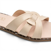 Strappy Minimalist Flat Mules - Beige