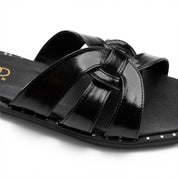 Strappy Minimalist Flat Mules - Black