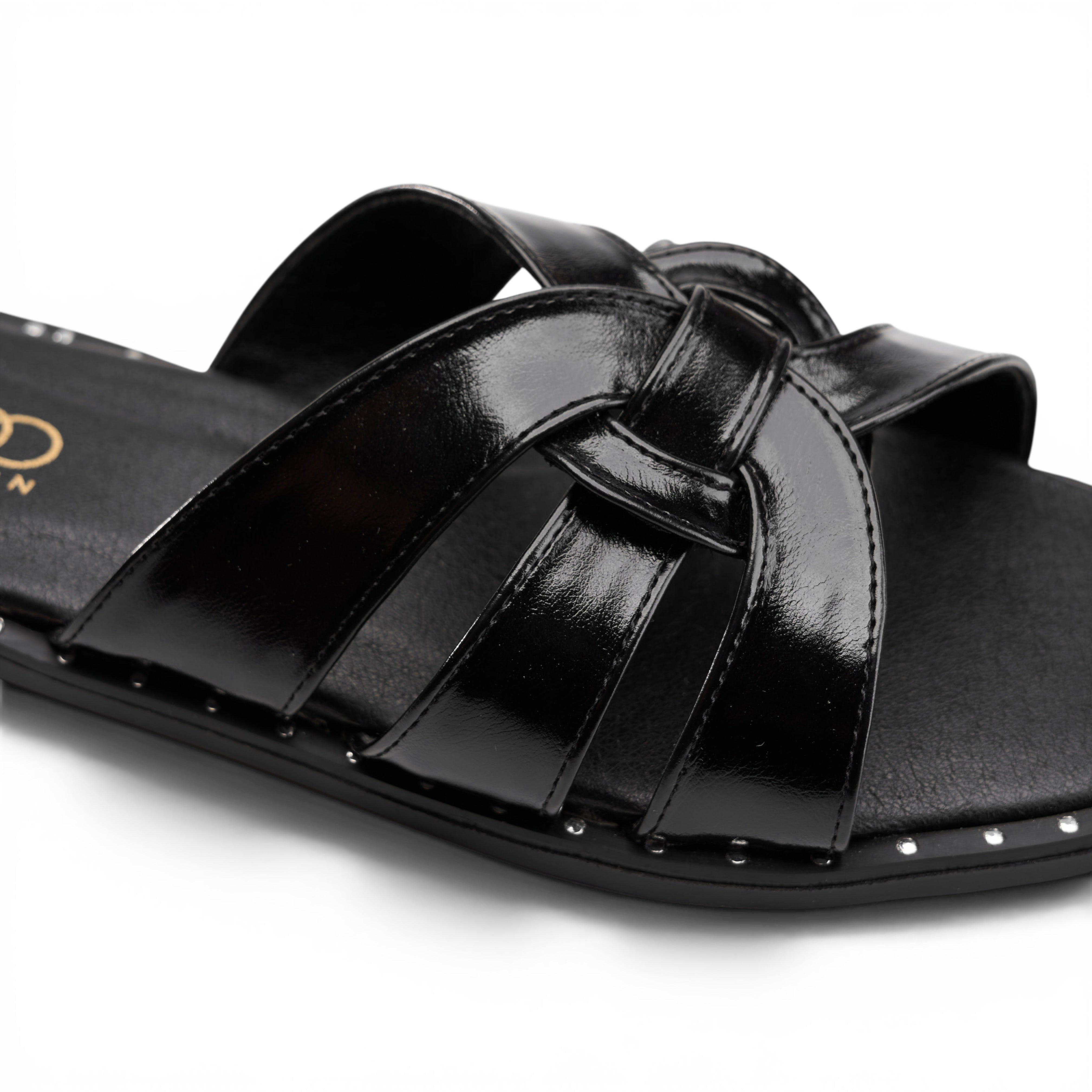 Strappy Minimalist Flat Mules - Black