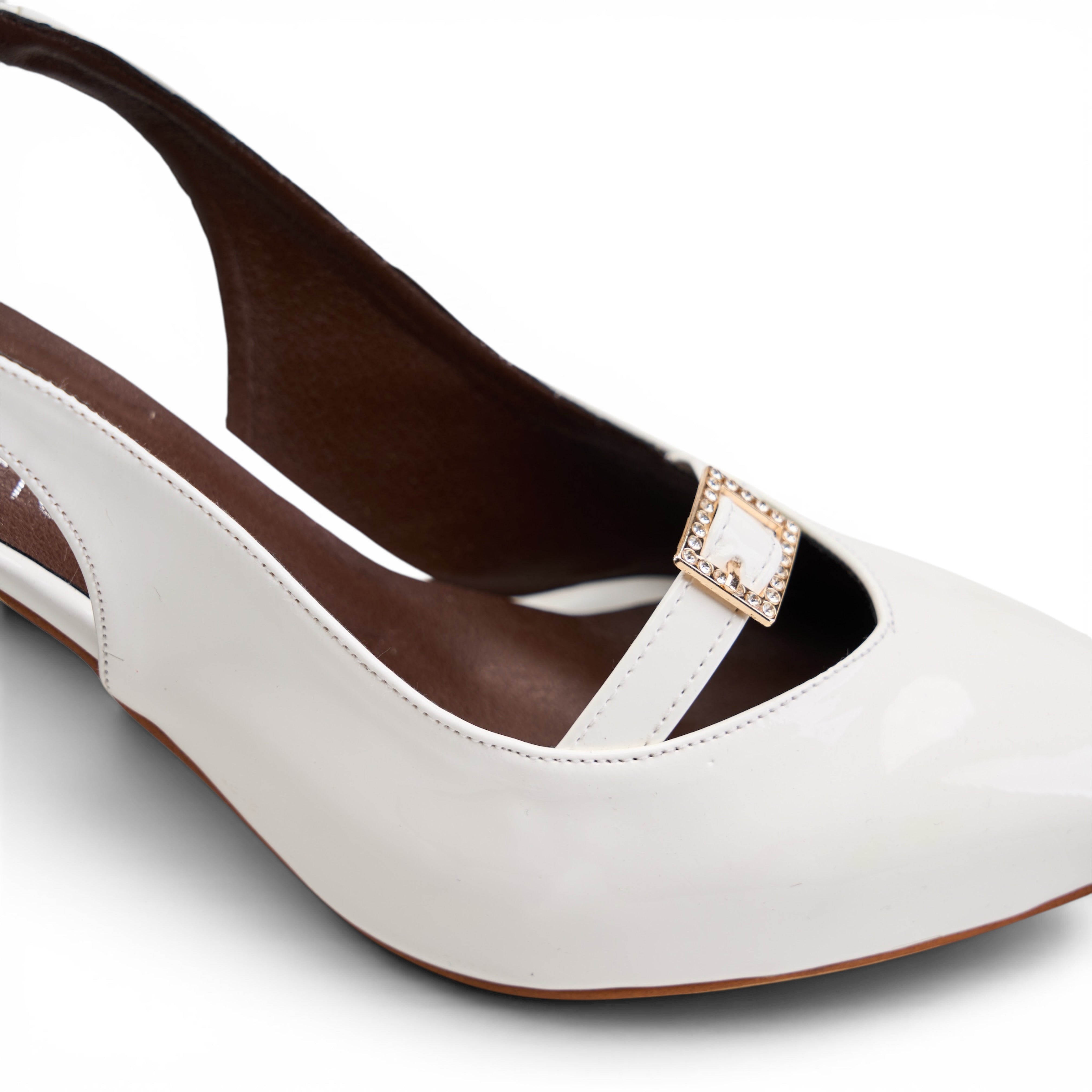 Elegant Block Heel Slingbacks - White